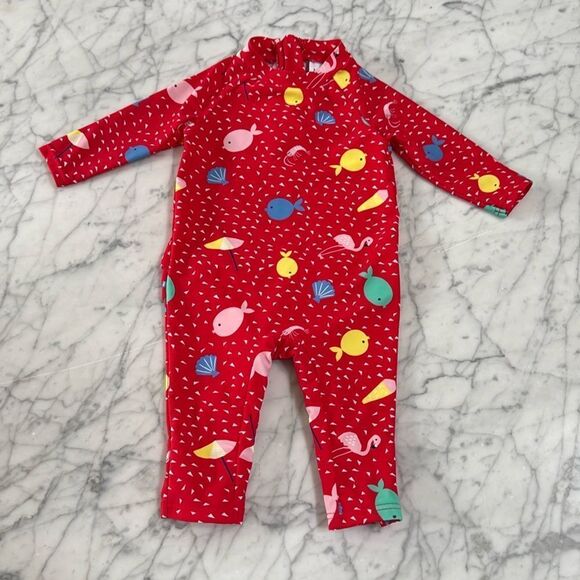 M&S Baby Sun Protection Bathing Suit Romper Ruffle Sz 3/6 Mo